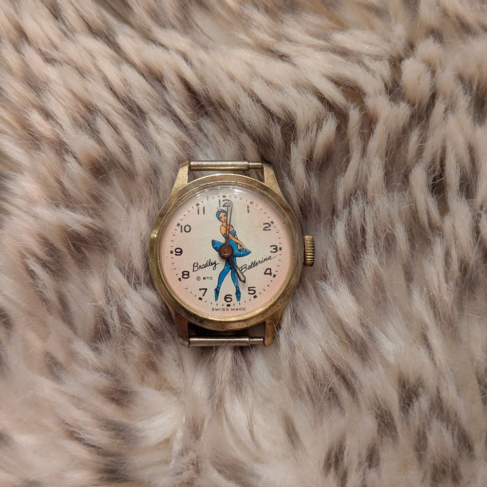 RARE Vintage Bradley Ballerina Swiss Made Watch Face Blue Pin-up